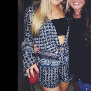 Patterned Long Sleeve Romper